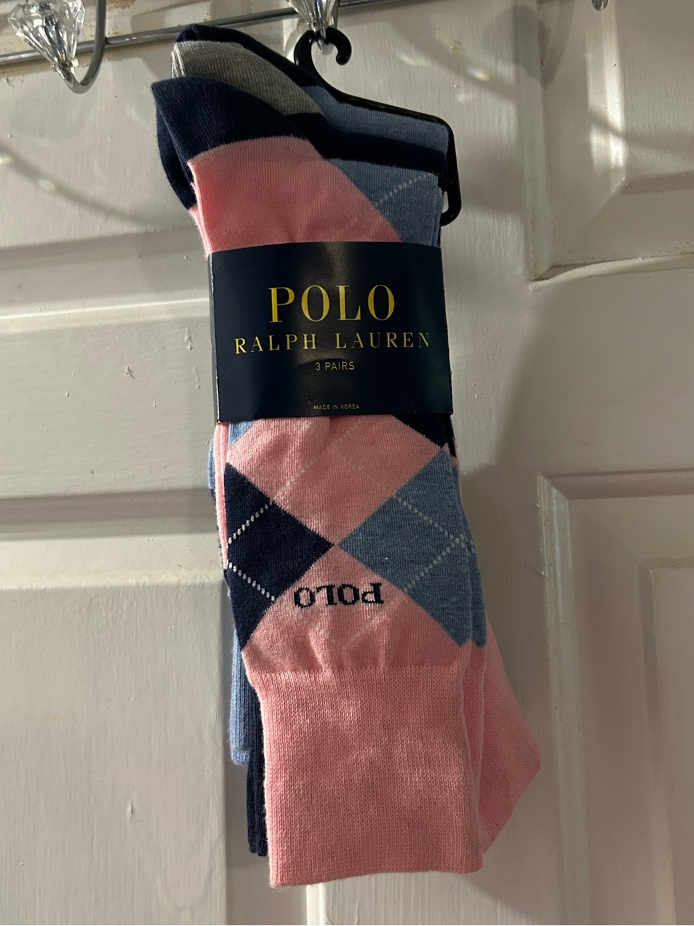 Polo by Ralph Lauren Pink & Blue Argyle Dress Socks - 3 Pack
